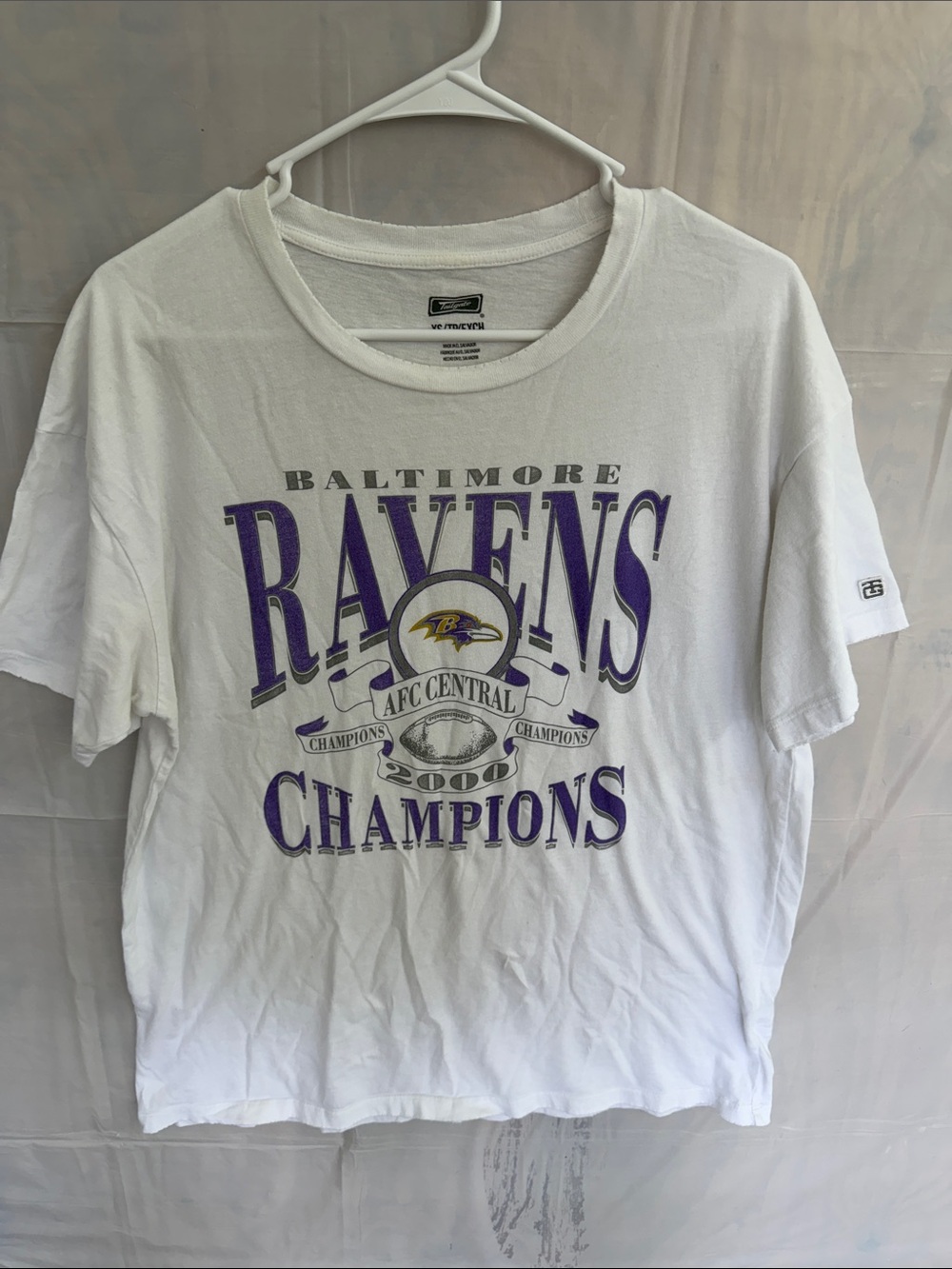 Baltimore Ravens White & Purple 2000 AFC Champions Graphic Tee